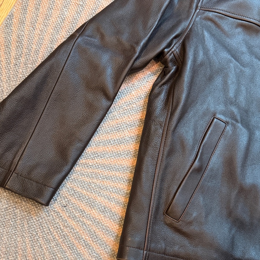 Eddie Bauer Men's Dark Brown Leather Jacket - Picture 4 of 12